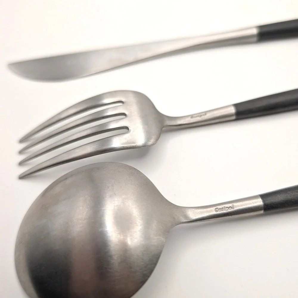 Cutipol GOA Black Silver Flatware Set 3pc Modern Portuguese Stainless Cutlery